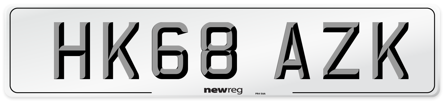 HK68 AZK Number Plate from New Reg